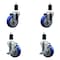Service Caster 4'' SS Blue Poly Wheel Swivel 1-1/2'' Expanding Stem Caster Set 2 Brakes, 4PK SCC-SSEX20S414-PPUB-BLUE-2-TLB-2-112 - alternate 1